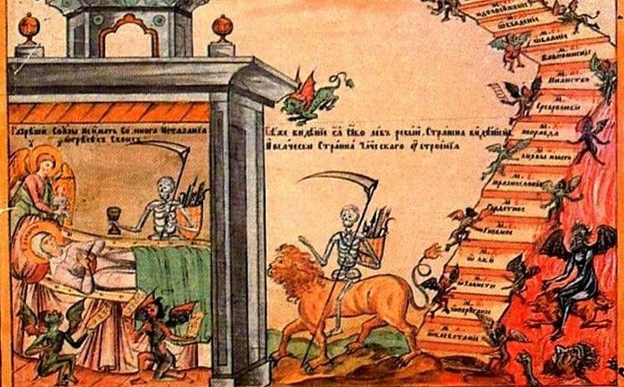 Мытарства блаженной Феодоры. Фрагмент гравюры - РИА Новости, 1920, 23.04.2021