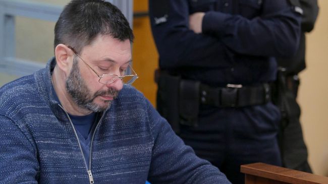 Руководитель портала РИА Новости Украина Кирилл Вышинский на заседании Подольского районного суда Киева. 25 апреля 2019