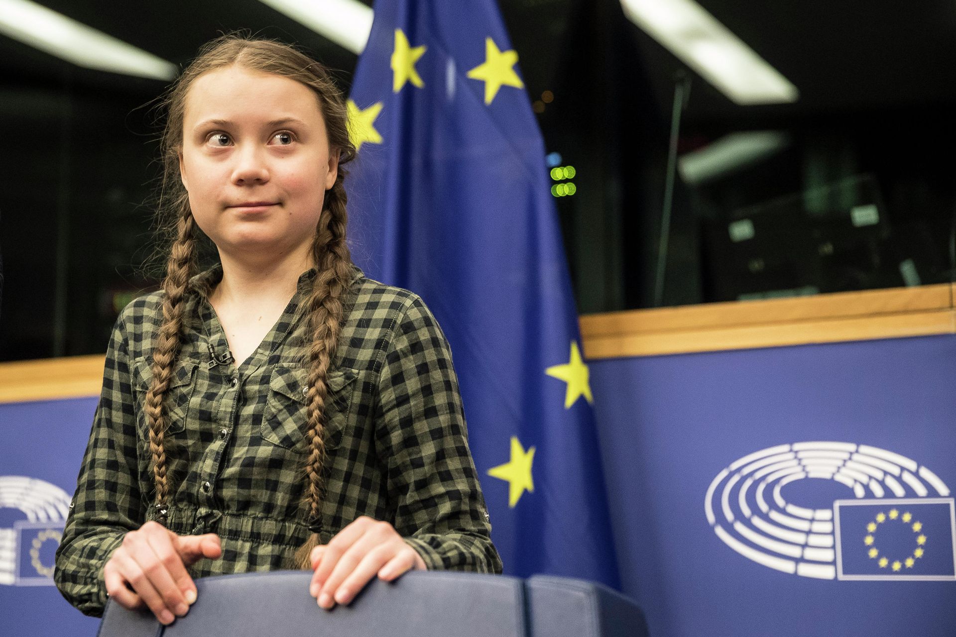 Шведская активистка Грета Тунберг выступает в Европейском парламенте в Страсбурге Шведская активистка Грета Тунберг выступает в Европейском парламенте в Страсбурге - РИА Новости, 1920, 06.11.2022