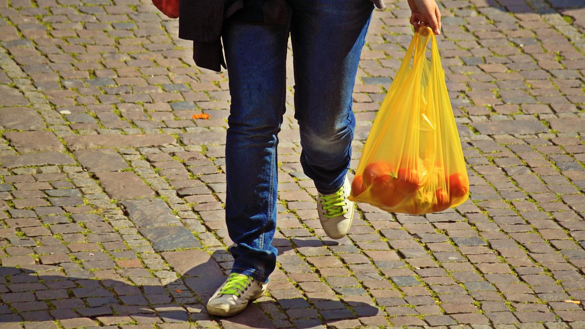 Покупатель с продуктами в пластиковом пакете Покупатель с продуктами в пластиковом пакете - РИА Новости, 1920, 05.06.2021