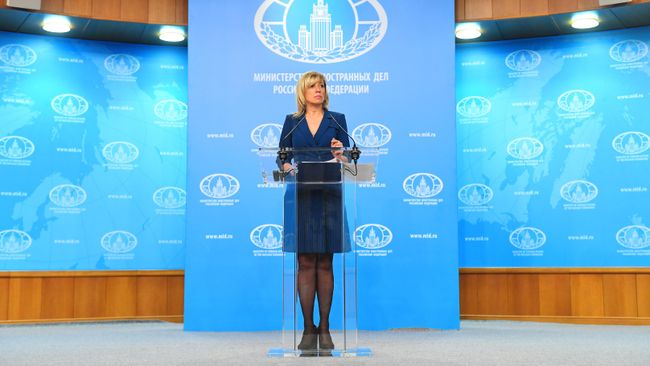 Официальный представитель Министерства иностранных дел России Мария Захарова во время брифинга