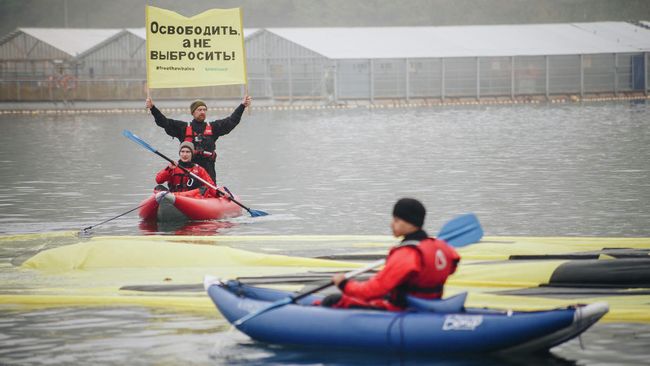 Активисты Гринпис провели акцию возле китовой тюрьмы в Средней бухте. 16 мая 2019 Активисты Гринпис провели акцию возле китовой тюрьмы в Средней бухте. 16 мая 2019