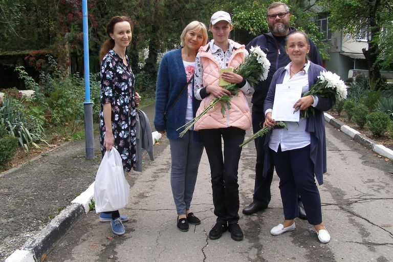 Тарасенко на выписке Елены из больницы