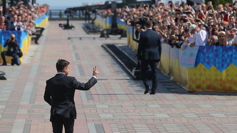Избранный президент Украины Владимир Зеленский после церемонии инаугурации в Верховной Раде в Киеве. 20 мая 2019