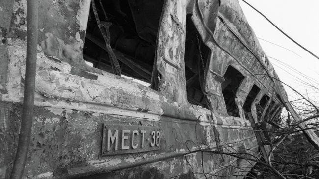 Вагоны, выгоревшие дотла в результате катастрофы на перегоне Уфа-Челябинск Транссибирской магистрали