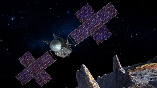 Так художник представил себе астероидную миссию Psyche Так художник представил себе астероидную миссию Psyche