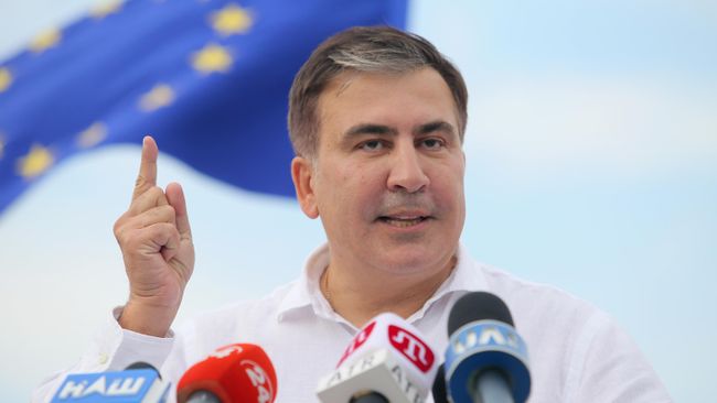Лидер политической партии Движение новых сил Михаил Саакашвили на пресс-конференции в Киеве