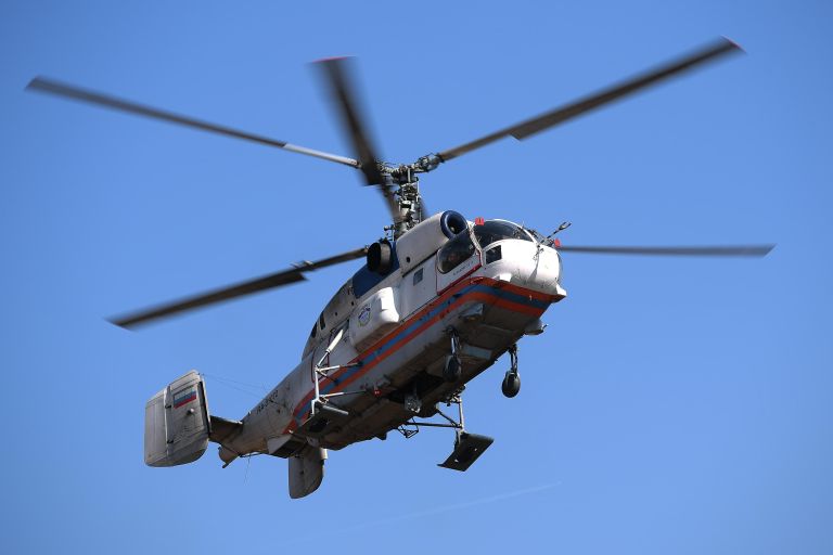 Вертолет Ка-32А Московского авиационного центра во время учений Вертолет Ка-32А Московского авиационного центра во время учений