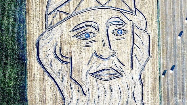 Художник-тракторист из Италии нарисовал на поле князя Владимира к приезду Путина Художник-тракторист из Италии нарисовал на поле князя Владимира к приезду Путина