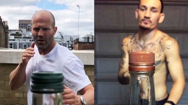 Участники флешмоба Bottle Cap Challenge: актер Джейстон Стэтем и боец MMA Макс Холлоуэй Участники флешмоба Bottle Cap Challenge: актер Джейстон Стэтем и боец MMA Макс Холлоуэй