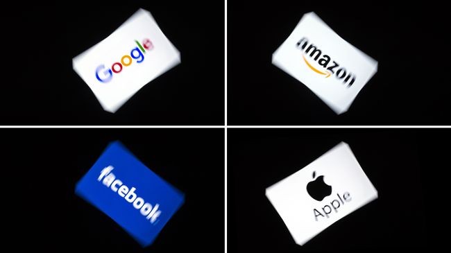 Логотипы компаний Facebook, Apple, Google и Amazon