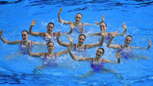 Сборная России по синхронному плаванию с технической программой на чемпионате мира по водным видам спорта Кванджу Сборная России по синхронному плаванию с технической программой на чемпионате мира по водным видам спорта Кванджу
