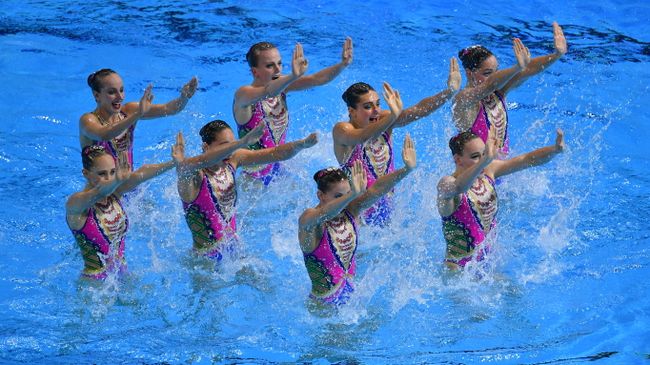 Сборная России по синхронному плаванию с технической программой на чемпионате мира по водным видам спорта Кванджу Сборная России по синхронному плаванию с технической программой на чемпионате мира по водным видам спорта Кванджу
