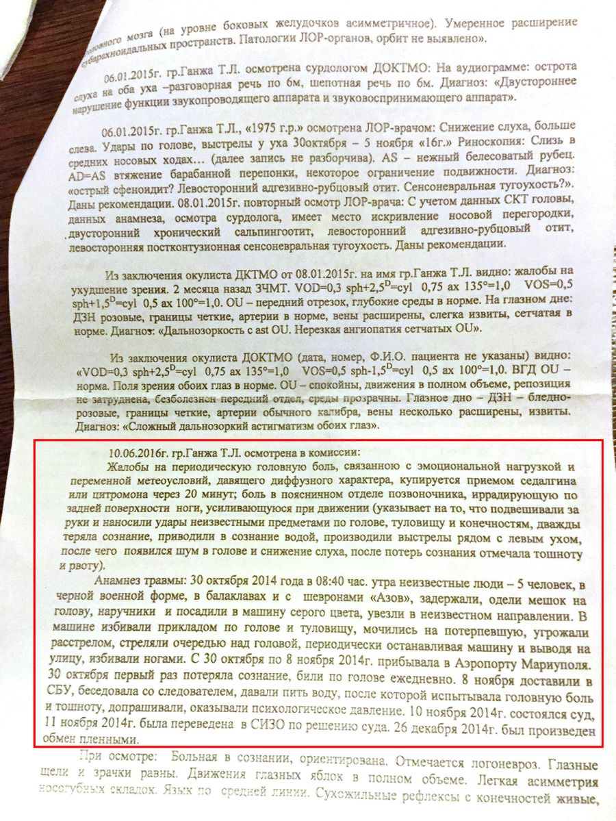 Документы Татьяны Ганжи