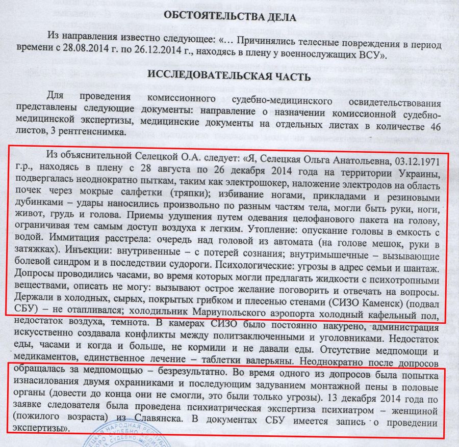Документы Ольги Селецкой