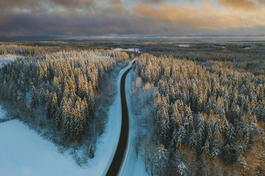 Зимняя дорога в Сортавале. Карелия