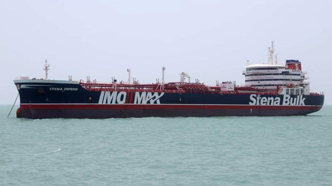 Британский танкер Stena Impero, задержанный ВМС Корпуса стражей исламской революции в Ормузском проливе. Архивное фото Британский танкер Stena Impero, задержанный ВМС Корпуса стражей исламской революции в Ормузском проливе. Архивное фото