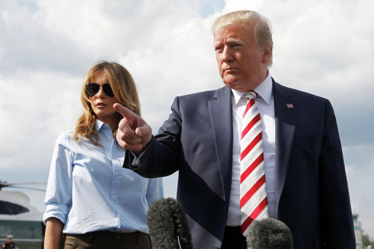 Президент США Дональд Трамп говорит с журналистами о массовых расстрелах в Техасе и Огайо Президент США Дональд Трамп говорит с журналистами о массовых расстрелах в Техасе и Огайо