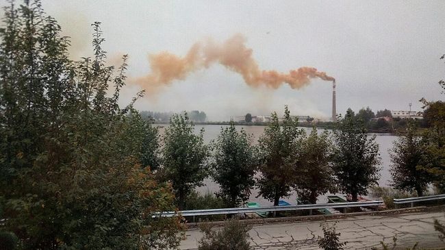 Оранжевый дым из трубы в поселке Верх-Нейвинский Оранжевый дым из трубы в поселке Верх-Нейвинский