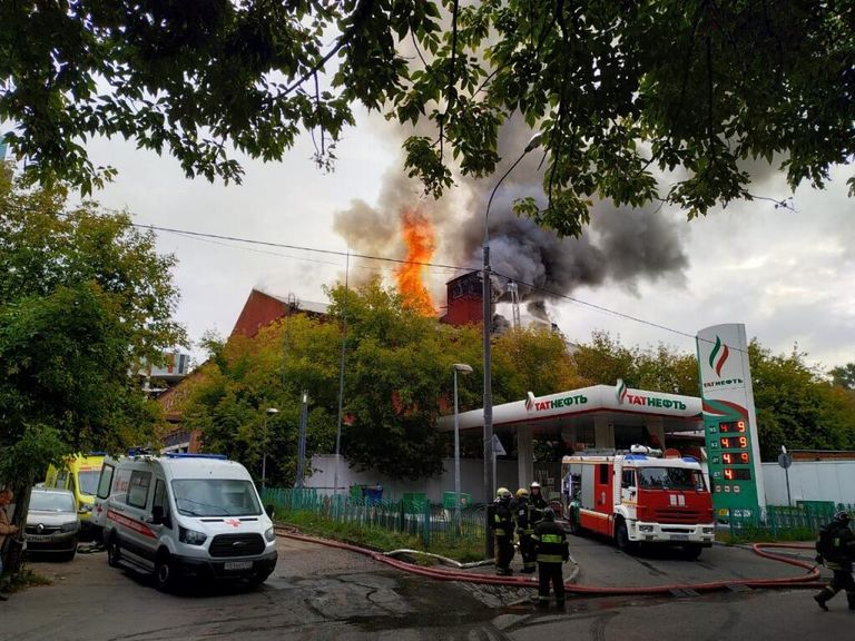 Пожар на Дубининской улице в Москве