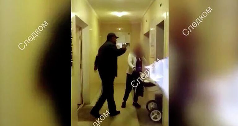 Стоп-кадр видео нападения на женщину с ребенком в Новой Москве