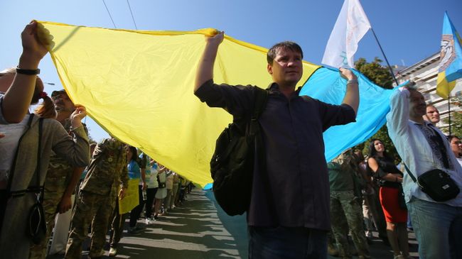 Участники шествия Марш защитников Украины в Киеве. 24 августа 2019 Участники шествия Марш защитников Украины в Киеве. 24 августа 2019