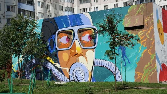 Стрит-арт фестиваль URBAN MORPHOGENESI. Аквалангист Стрит-арт фестиваль URBAN MORPHOGENESI. Аквалангист