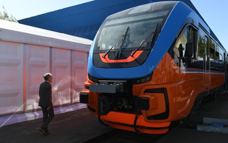 Рельсовый автобус РА-3 на международном железнодорожном салоне PRO//Движение.Экспо в Московской области