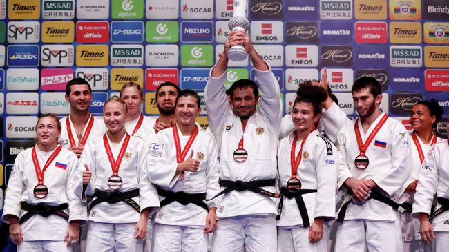 Члены сборной России по дзюдо на чемпионате мира