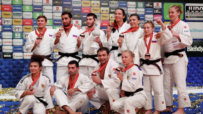 Члены сборной России по дзюдо на чемпионате мира