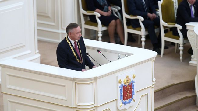 Избранный губернатор Санкт-Петербурга Александр Беглов выступает на церемонии инаугурации в Мариинском дворце Избранный губернатор Санкт-Петербурга Александр Беглов выступает на церемонии инаугурации в Мариинском дворце