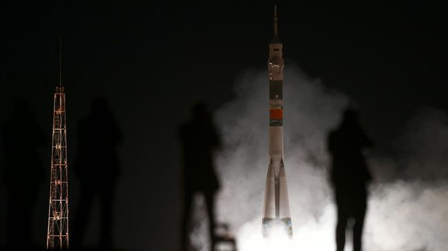 Пуск ракеты-носителя Союз-ФГ с пилотируемым кораблем Союз МС-15 с космодрома Байконур. 25 сентября 2019 Пуск ракеты-носителя Союз-ФГ с пилотируемым кораблем Союз МС-15 с космодрома Байконур. 25 сентября 2019