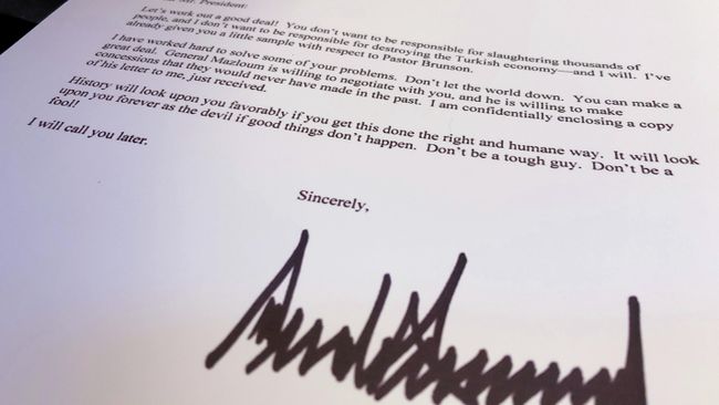 Письмо президента США Дональда Трампа президенту Турции Реджепу Тайипу Эрдогану Письмо президента США Дональда Трампа президенту Турции Реджепу Тайипу Эрдогану