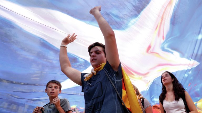 Акция протеста в Барселоне Акция протеста в Барселоне