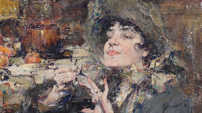 Картина Николая Фешина Дама за маникюром. Портрет мадемуазель Жирмо Картина Николая Фешина Дама за маникюром. Портрет мадемуазель Жирмо