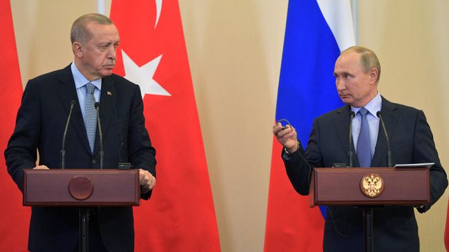 Президент РФ Владимир Путин и президент Турции Реджеп Тайип Эрдоган 