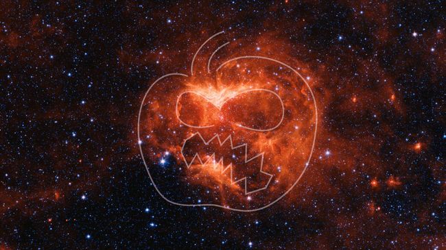 Инфракрасное изображение туманности Светильник Джека (Jack-o'-lantern), сделанное космическим телескопом НАСА Спитцер Инфракрасное изображение туманности Светильник Джека (Jack-o'-lantern), сделанное космическим телескопом НАСА Спитцер