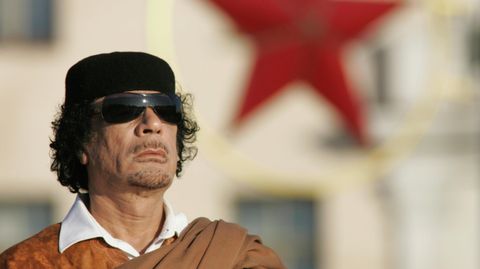 Ливийский лидер Муаммар Каддафи в Минске, 3 ноября 2008 года
