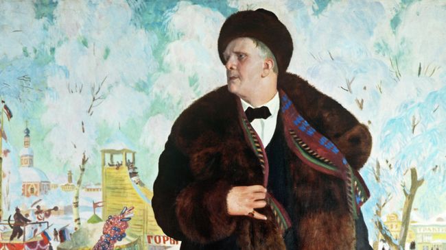Репродукция картины Портрет Федора Шаляпина. Холст, масло, 1922 год. Художник Борис Михайлович Кустодиев. Государственный Русский музей