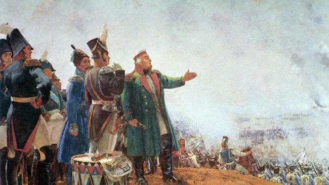 Репродукция картины художника Сергея Герасимова М. И. Кутузов на Бородинском поле Репродукция картины художника Сергея Герасимова М. И. Кутузов на Бородинском поле