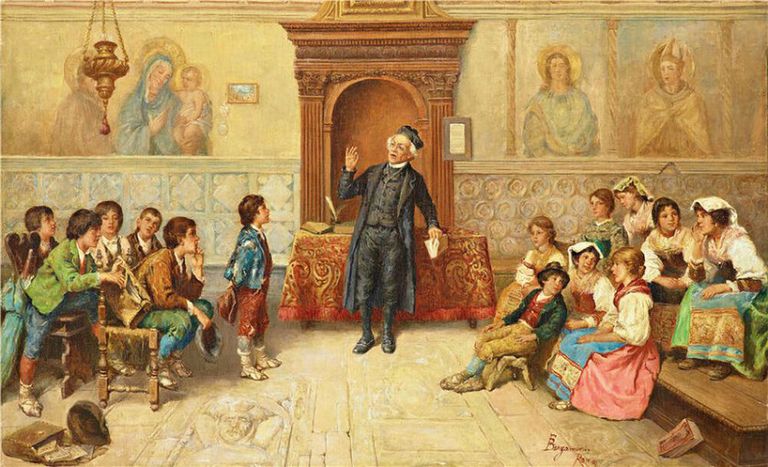 Франческо Бергамини. Урок. 1855 Франческо Бергамини. Урок. 1855