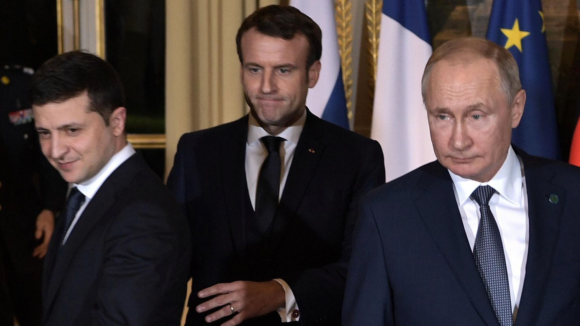 Президент РФ Владимир Путин, президент Франции Эммануэль Макрон и президент Украины Владимир Зеленский - РИА Новости, 1920, 09.09.2022