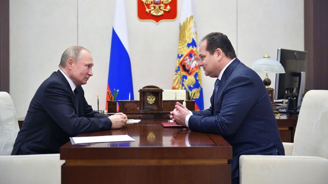  Президент РФ Владимир Путин и Ростислав Гольдштейн во время встречи