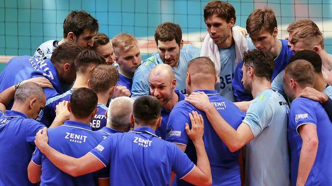 Волейболисты казанского Зенита празднуют выход команды в финал Кубка России