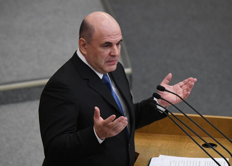 Кандидат на пост премьер-министра РФ Михаил Мишустин выступает на пленарном заседании Государственной Думы РФ