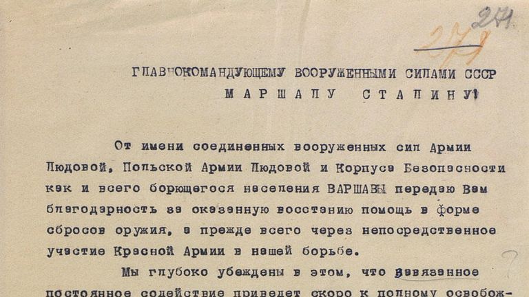 Обращение генерала дивизии Войска Польского Ю.Скоковского к И.В.Сталину Обращение генерала дивизии Войска Польского Ю.Скоковского к И.В.Сталину
