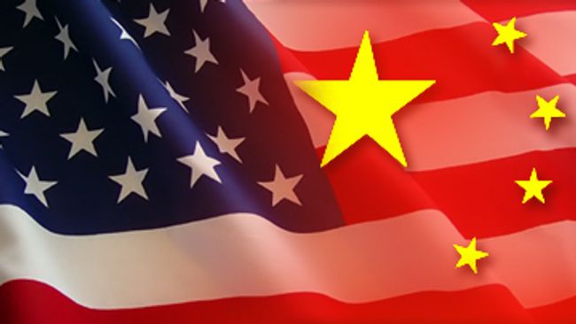 Флаги США и Китая Флаги США и Китая