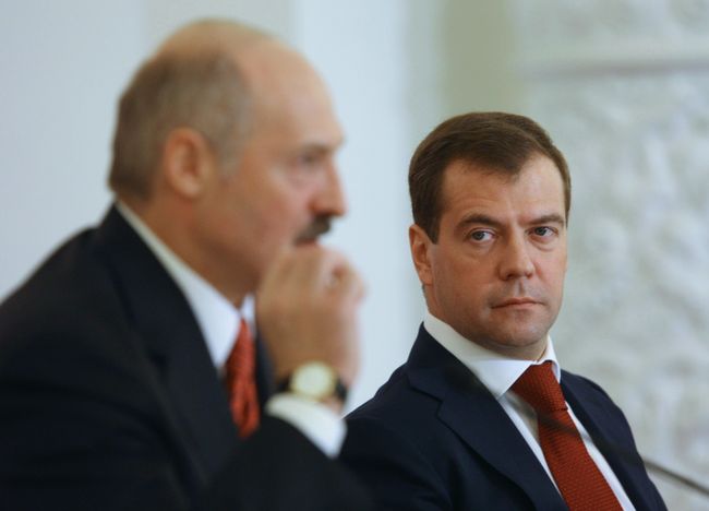Президент России Дмитрий Медведев и президент Белоруссии Александр Лукашенко. Архив