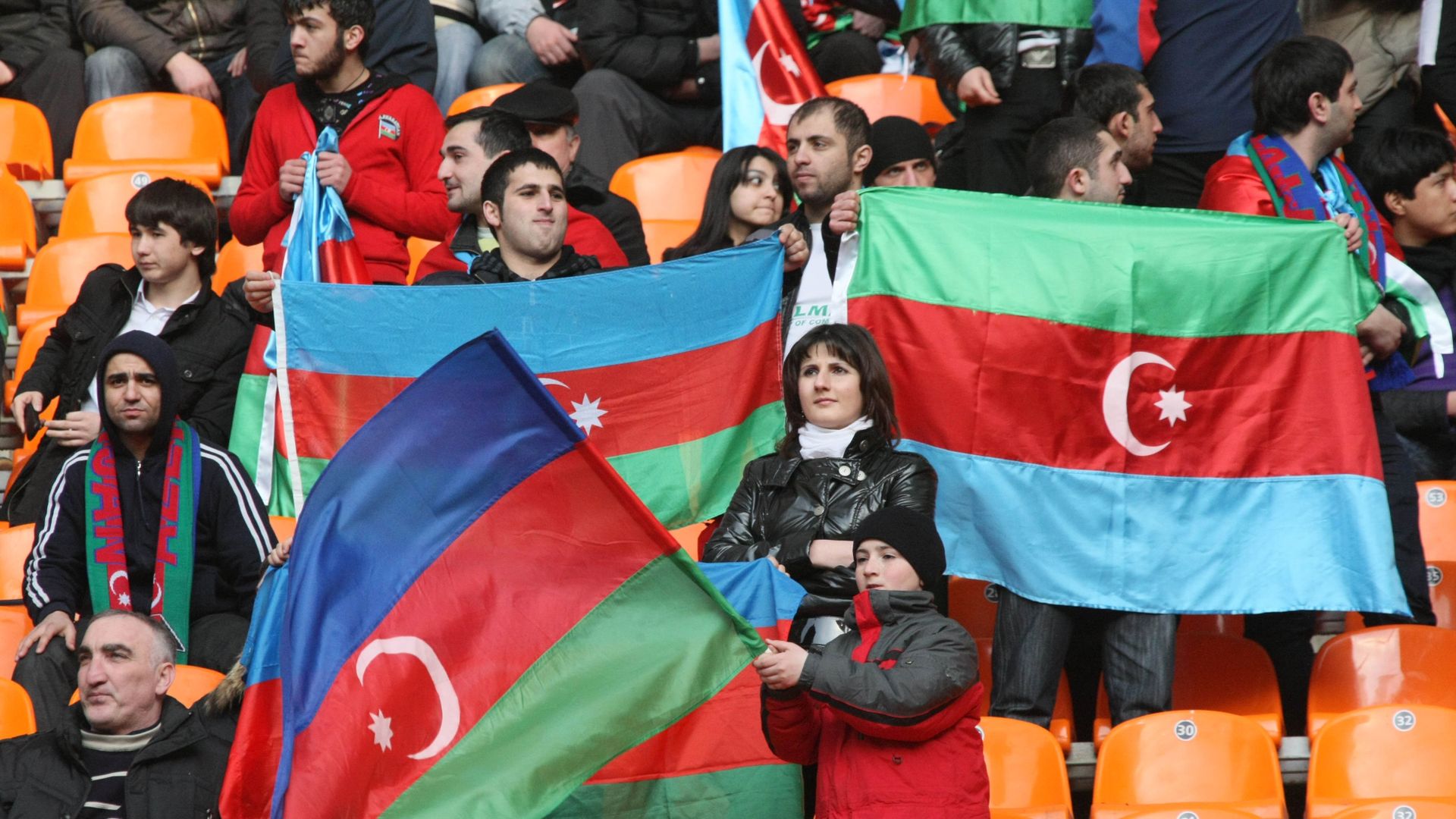 Болельщики сборной Азербайджана Болельщики сборной Азербайджана - РИА Новости, 1920, 11.06.2024
