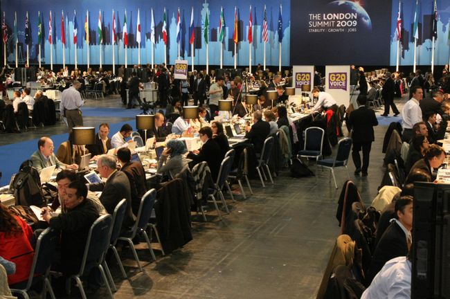 Работа пресс-центра саммита G20 в Лондоне
